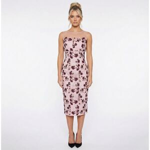 Sample NWT JS Collections Soutache Dress 4 Mauve Pink Illusion Floral Wedding